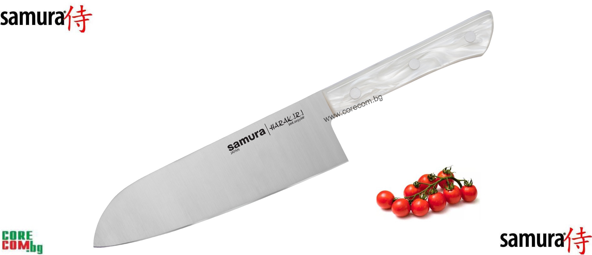 Samura "Harakiri Acryl" Santoku 7,0 knife. Качествен кухненски нож, подходящ за "накълцване" на продуктите или обща употреба в кухнята, размер на острието: 17.5см., Самура Япония "Харакири Acryl"