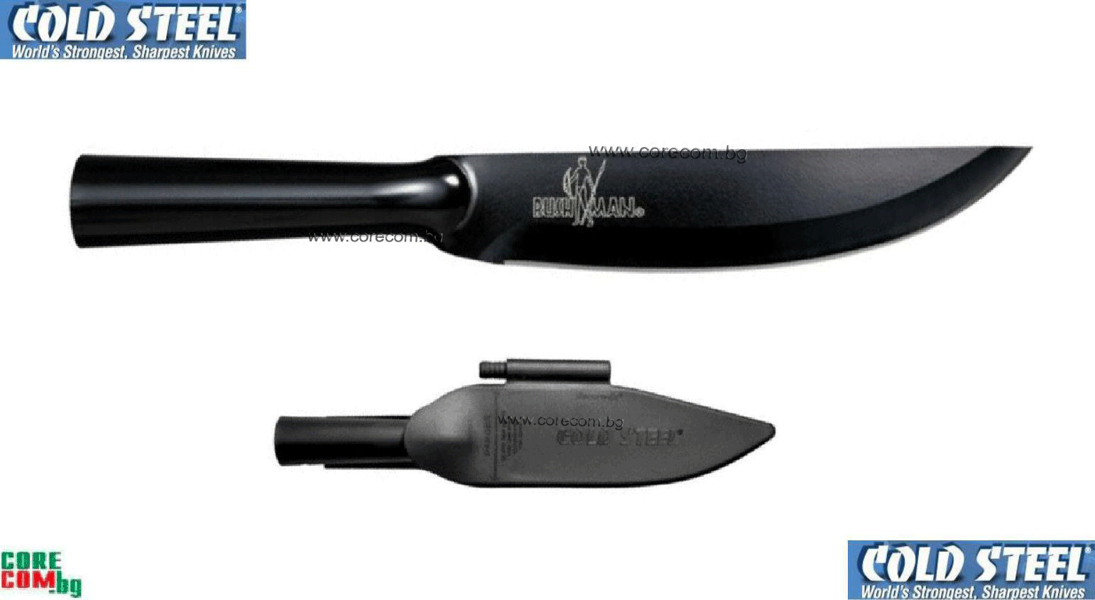 COLD STEEL Bushman Knife, Тактически и боен нож, изработен от стомана SK-5 High Carbon, ножът е подходящ за всички дейности на открито, размер на острието: 18.0 см, COLD STEEL Bushman Fixed Blade Knife