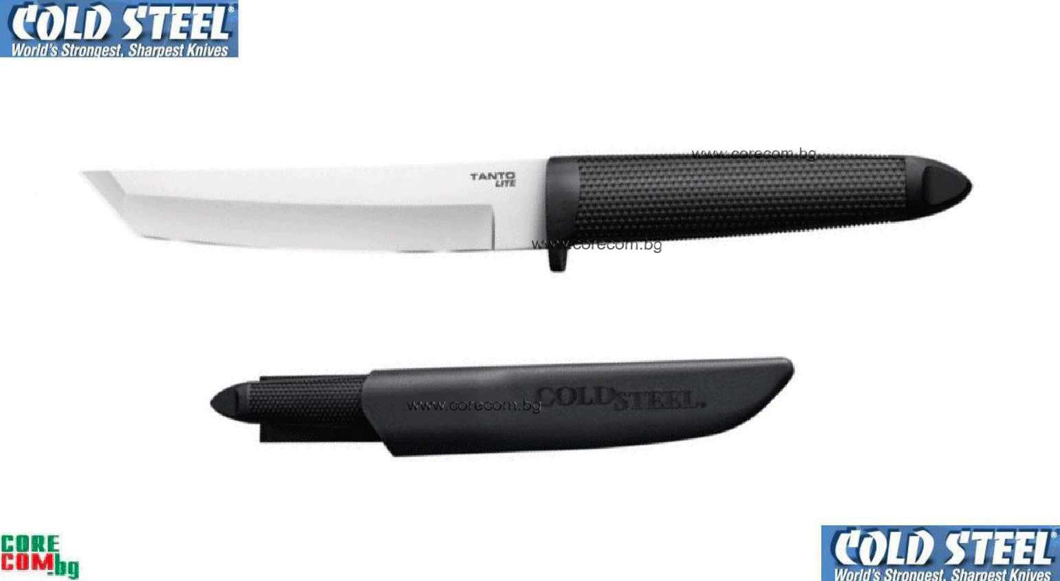 Cold Steel "Tanto Lite" Fixed Blade Knife, Качествен и практичен туристически нож, изработен от неръждаема стомана: 4116, подходящ за къмпинг и туризъм, размер на острието: 15.0 см., Cold Steel "Tanto Lite"