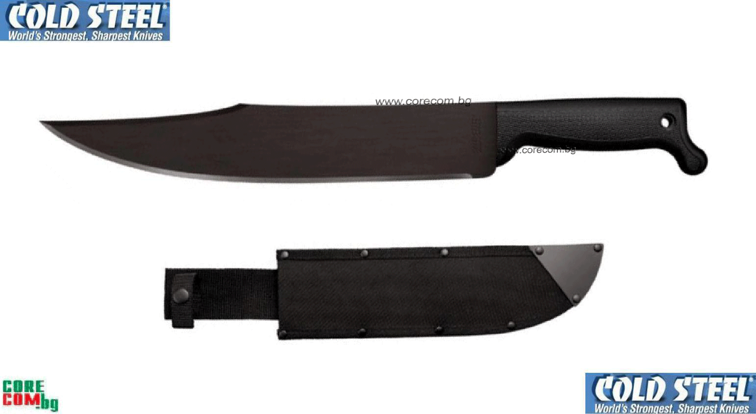 COLD STEEL Bowie Machete With Sheath, Мачете изработено от стомана 1055 Carbon Steel, мачетето е подходящо за къмпинг и всички дейности на открито, размер на острието: 32.0 см. / 3 мм. COLD STEEL Bowie Machete With Sheath