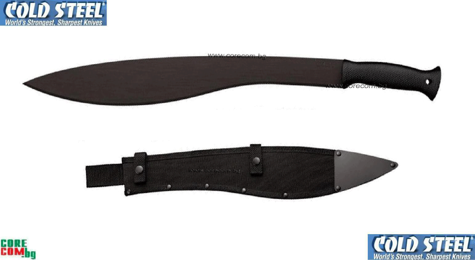 COLD STEEL Kukri Machete With Sheath, Мачете изработено от стомана 1055 Carbon Steel, мачетето е подходящо за къмпинг и всички дейности на открито, размер на острието: 47.0 см. / 3 мм. COLD STEEL Kukri Machete With Sheath