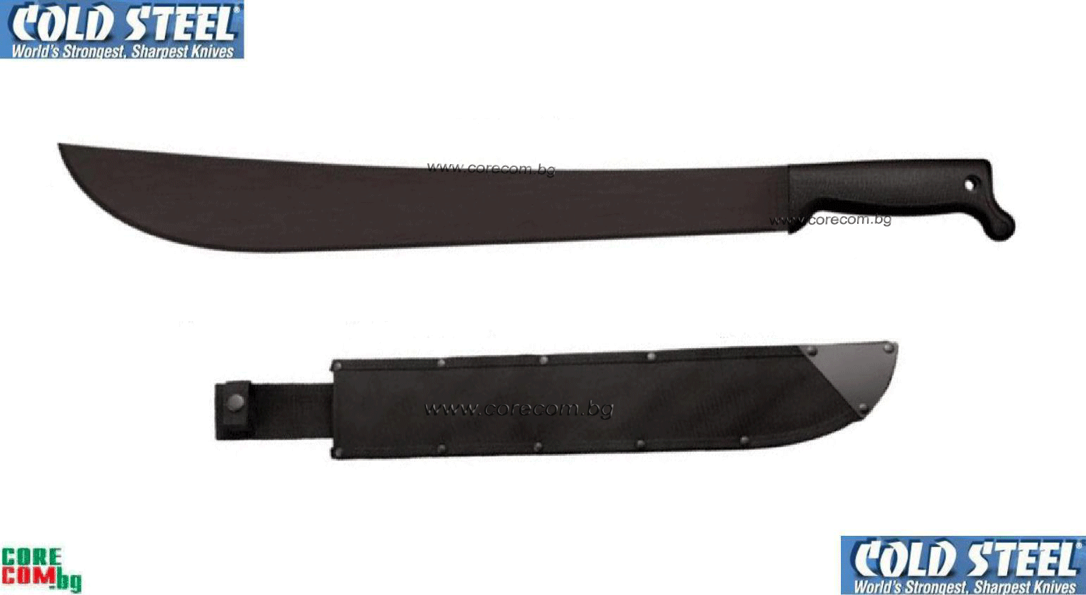COLD STEEL Latin Machete With Sheath, Мачете изработено от стомана 1055 Carbon Steel, мачетето е подходящо за къмпинг и всички дейности на открито, размер на острието: 60.0 см. / 3 мм. COLD STEEL Latin Machete With Sheath