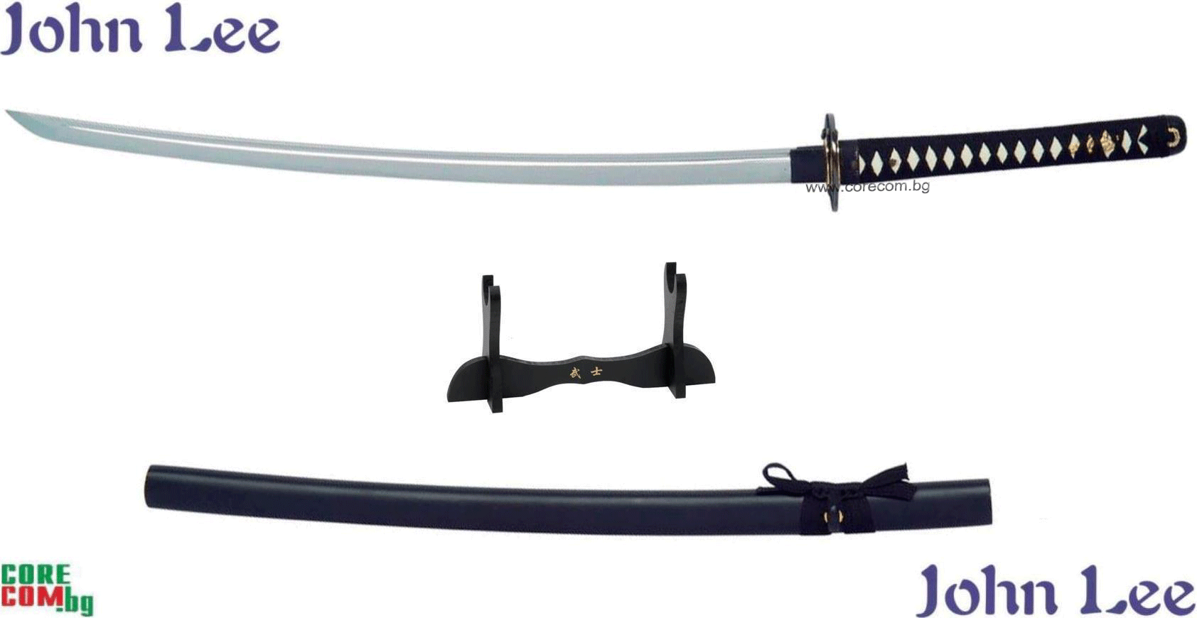 John Lee - "Half-Handmade Katana", Самурайски меч - Катана, изработен от Високо-Въглеродна стомана, размер на острието: 70 см. и общ размер: 100 см, Халер Германия, Безплатна доставка в България!