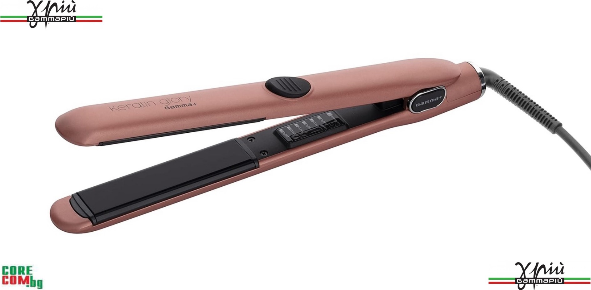 Gamma Piu Keratin Glory - pink, Професионална преса за коса с плаващи Кератинови плочи с Титаново покритие, 230° C / 60 W / 300 гр., ГАММА ПЮ Италия Keratin Glory, Безплатна доставка в България!