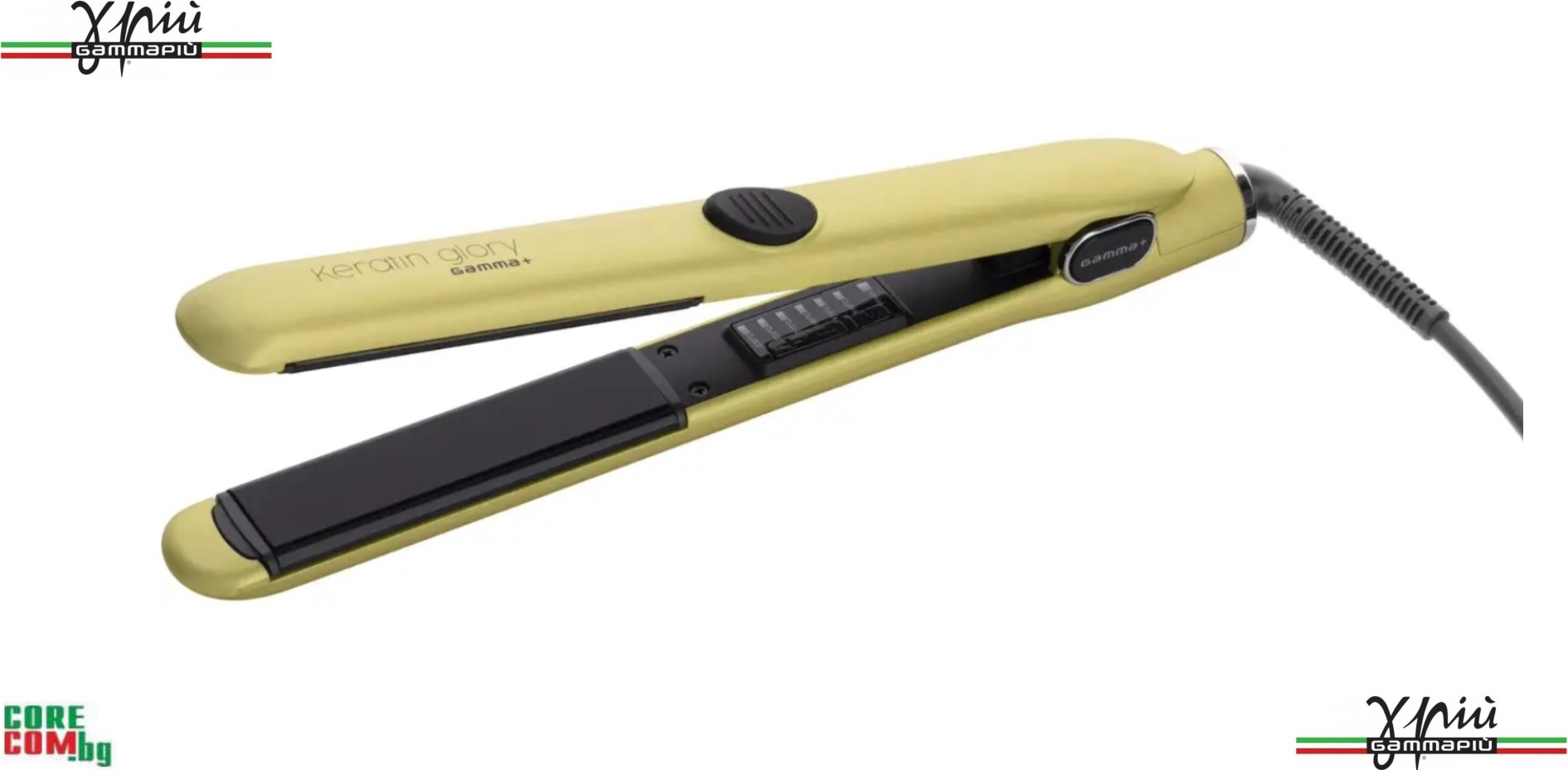 Gamma Piu Keratin Glory - yellow, Професионална преса за коса с плаващи Кератинови плочи с Титаново покритие, 230° C / 60 W / 300 гр., ГАММА ПЮ Италия Keratin Glory, Безплатна доставка в България!