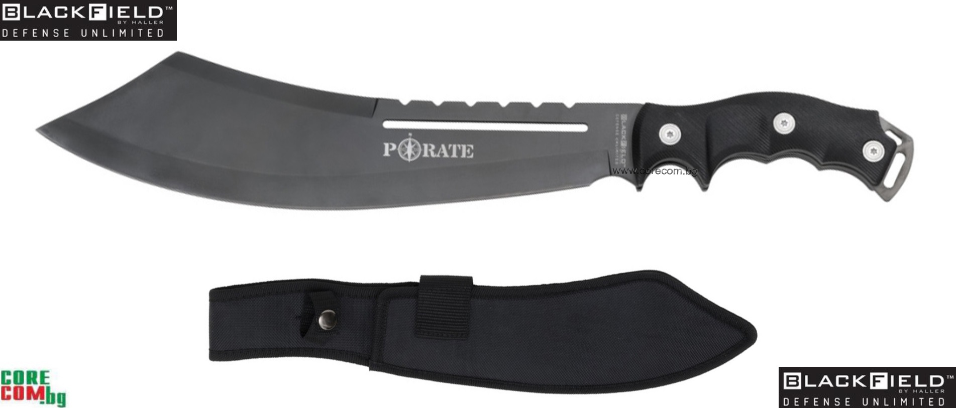 BlackField Machete "PIRATE", Туристическо и къмпинг мачете с извит връх, мачетето е изработено от неръждаема стомана: 420, размер на острието: 27 см. / 5 мм., Блякфилд "Пират"