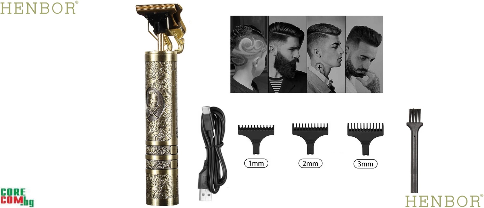 HENBOR Professional hair trimmer, Професионален тример за финно подстригване и детайли, контурна машинка за професионална употреба и оформяне на брада, HENBOR Professional hair trimmer