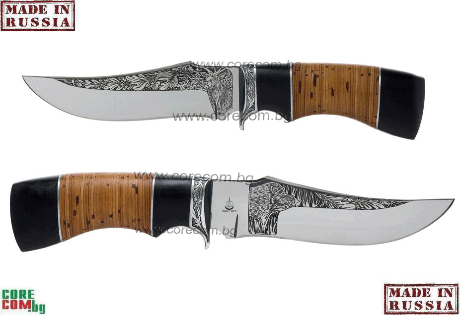LADYA Russian knives Клык 2, Класически ловен или туристически нож, подходящ за дране, размер на острието: 14.0 см., ЛАДИЯ Русия Клык 2