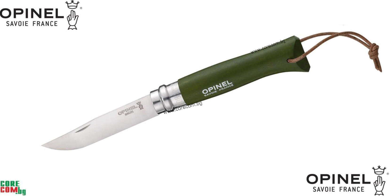 Opinel No8 Stainless Steel Blade (12c27 Sandvik), Сгъваем джобен нож с дървена дръжка - "Бук", размер на острието: 8 см., Опинел Инокс Франция No 8