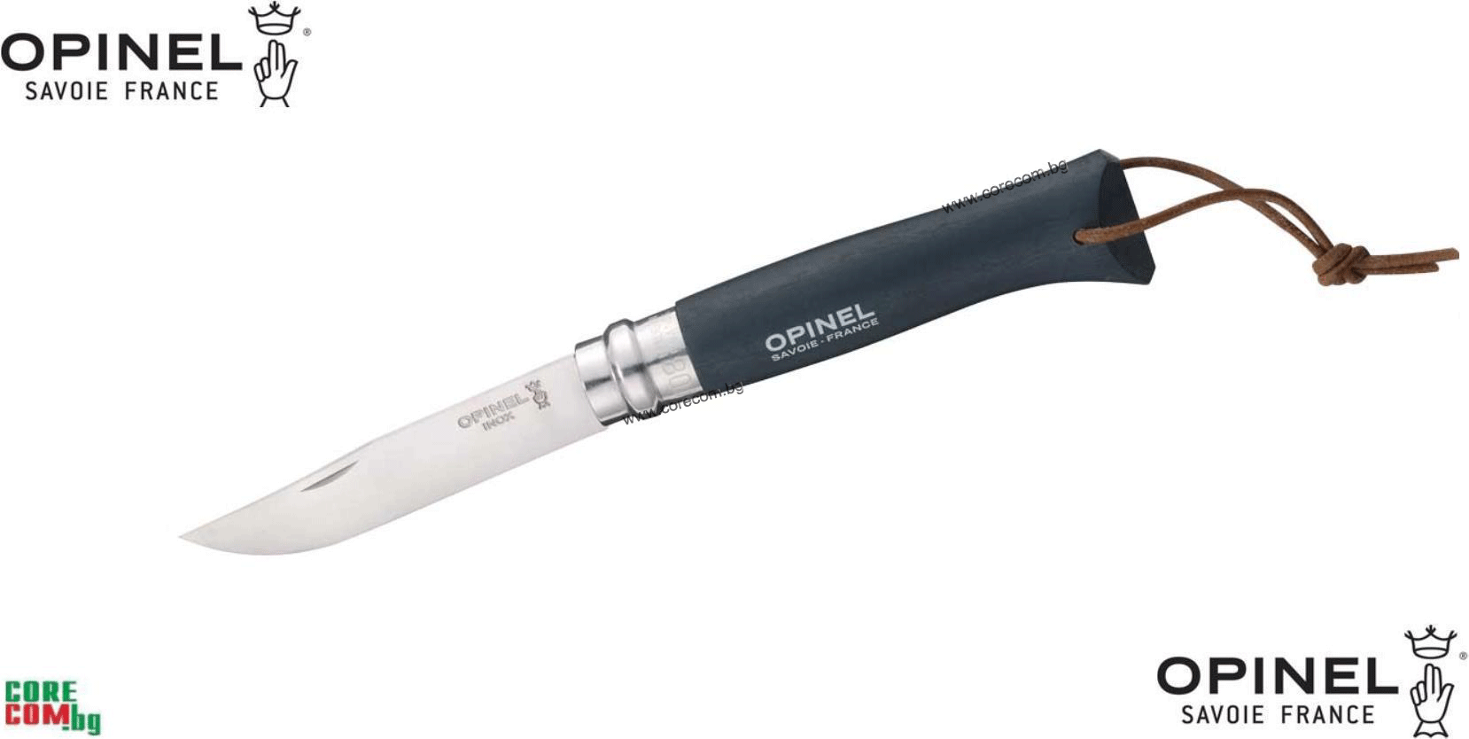 Opinel No8 Stainless Steel Blade (12c27 Sandvik), Сгъваем джобен нож с дървена дръжка - "Бук", размер на острието: 8 см., Опинел Инокс Франция No 8