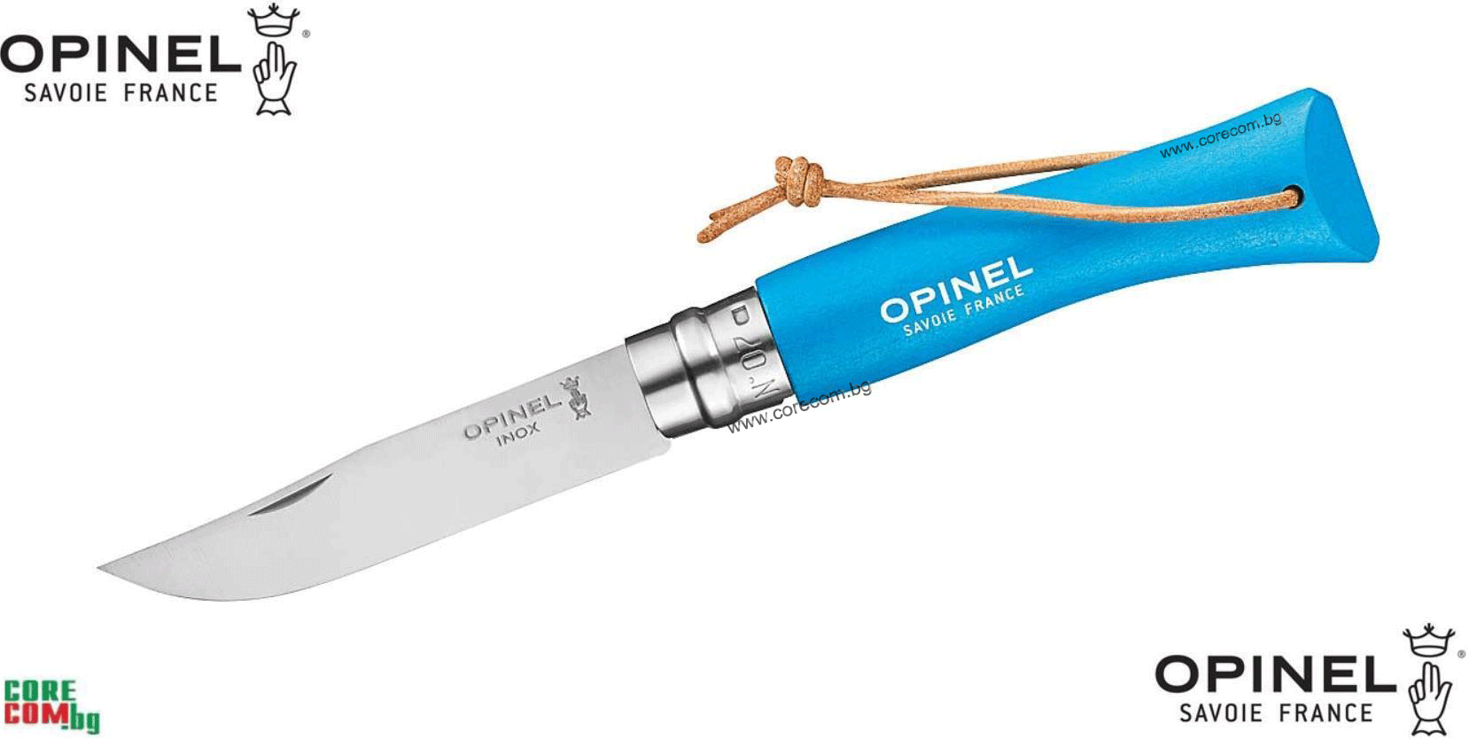 Opinel No7 " COLORAMA " Stainless Steel Blade (12c27 Sandvik), Сгъваем джобен нож с дървена дръжка - "Бук", размер на острието: 7 см., Опинел Инокс Франция No 7