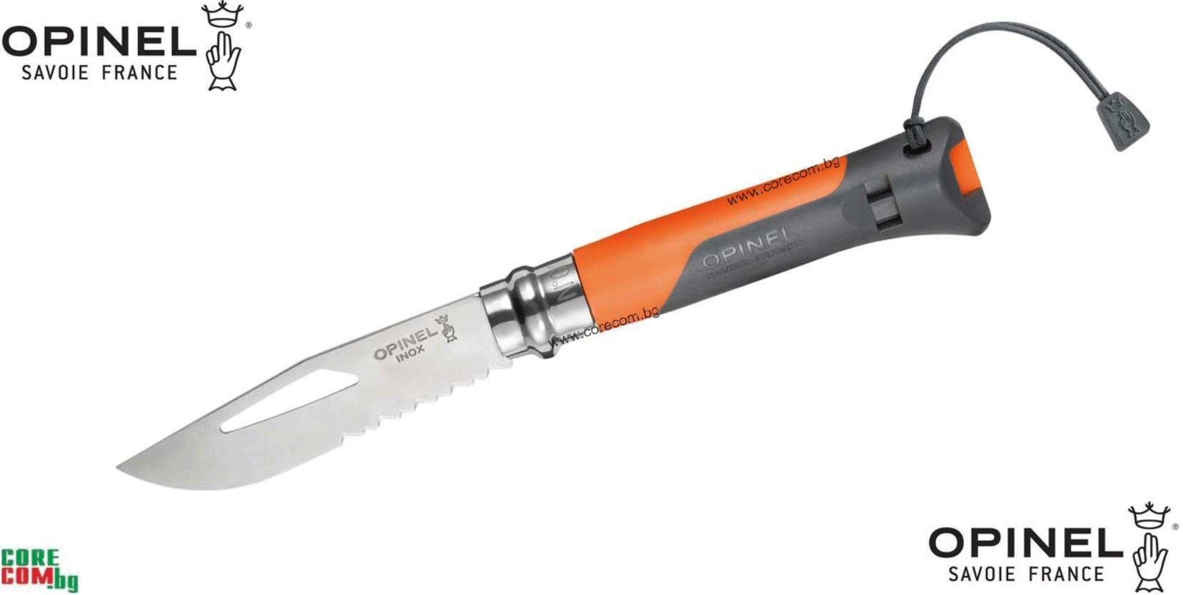 Opinel №8 OUTDOOR, Stainless Steel Blade (12c27 Sandvik), Сгъваем джобен нож с гумирана дръжка, размер на острието: 8.5 см., Опинел Инокс Франция №8