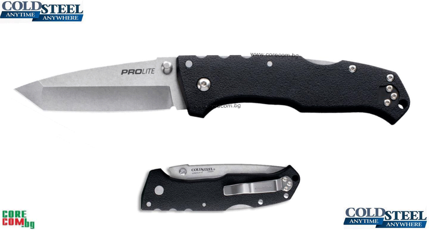 Cold Steel "Pro Lite Tanto" Clip Point Folding Knife, Качествен и практичен джобен нож, изработен от неръждаема стомана 4116, ножът е подходящ за ежедневно носене, размер на острието: 8.8 см., Cold Steel "Pro Lite Tanto"