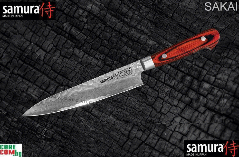 "SAKAI" DAMASCUS Japanese Knife, Utility knife 6.0"/ 150 mm 33 layers, Професионален нож за универсална употреба, изработен от Дамаска стомана VG-10 Japan - 33 слоя, модел Yanagiba, размер на острието: 15 см, Самура Япония, Безплатна доставка в България!