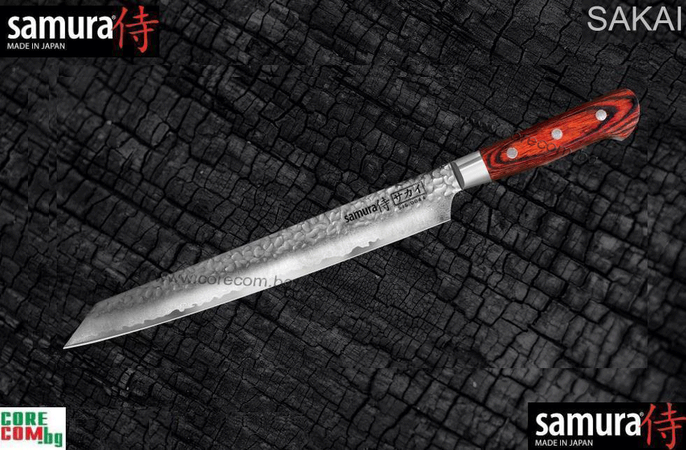 "SAKAI" DAMASCUS Japanese Knife, Yanagiba 10.6"/ 270 mm 33 layers. Hardness 61 HRC, Професионален нож за Суши, изработен от Дамаска стомана VG-10 Japan - 33 слоя, модел Yanagiba, размер на острието: 27 см, Самура Япония, Безплатна доставка в България!