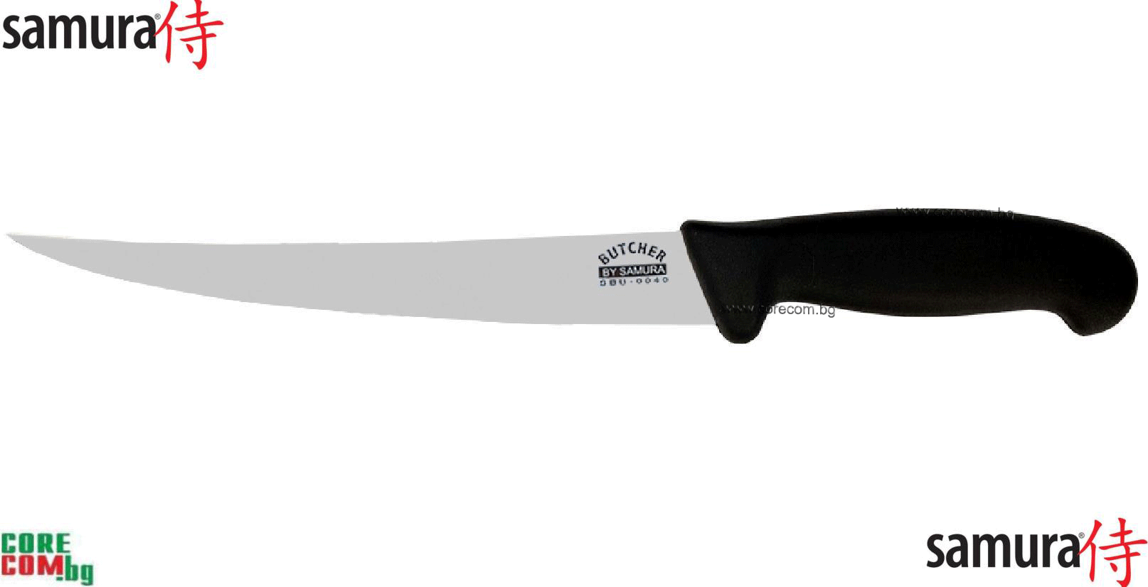 Samura "BUTCHER" Short Slicer knife, Професионален нож за филетиране на риба, колбаси или обща употреба в кухнята, ножът е изработен от Японска неръждаема стомана AUS-8, размер на острието: 22.0 см., общ размер: 35.0 см, Самура Япония