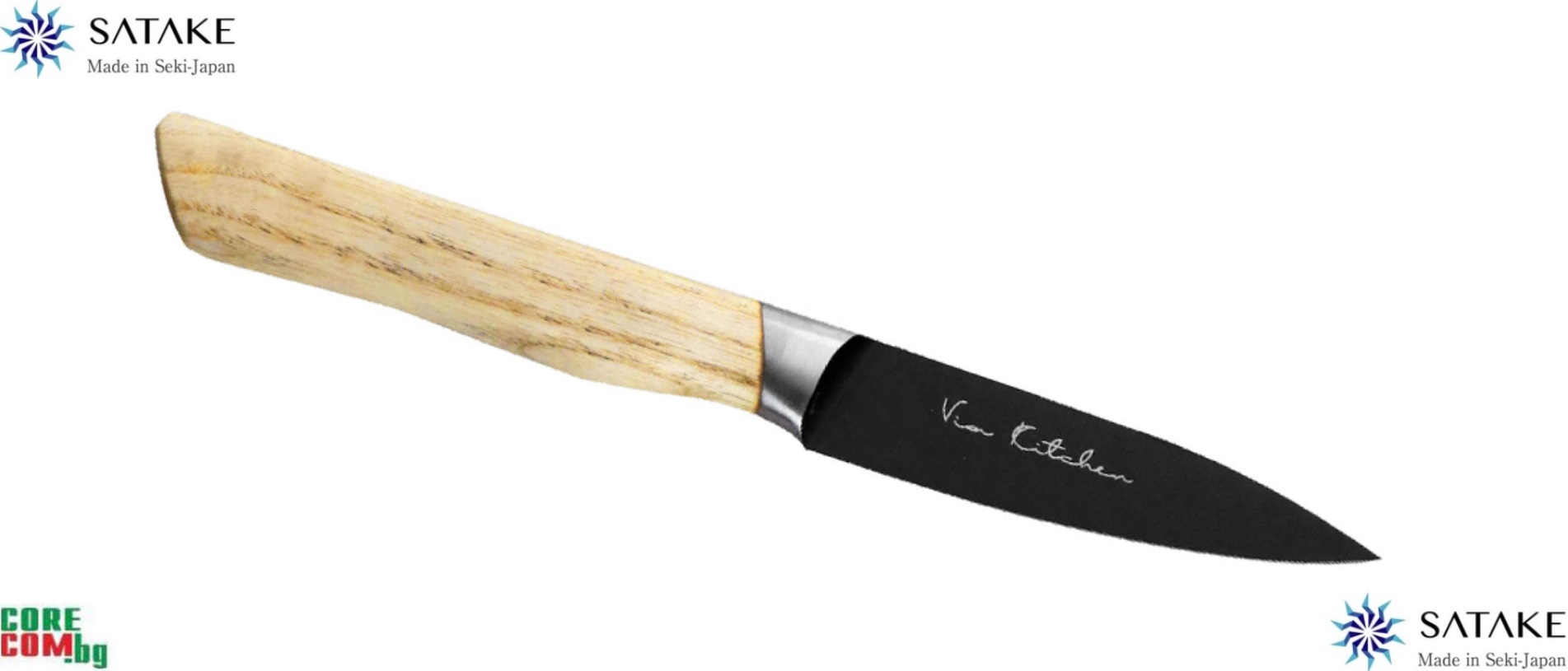 SATAKE "Black Ash" Japanese Utility Knife 9 sm, Професионален кухненски нож, подходящ за обща кухненска употреба, размер на острието: 9 см., изработен е от неръждаема японска стомана: Хром-Молибден Ванадий, SATAKE Japanese Utility Knife