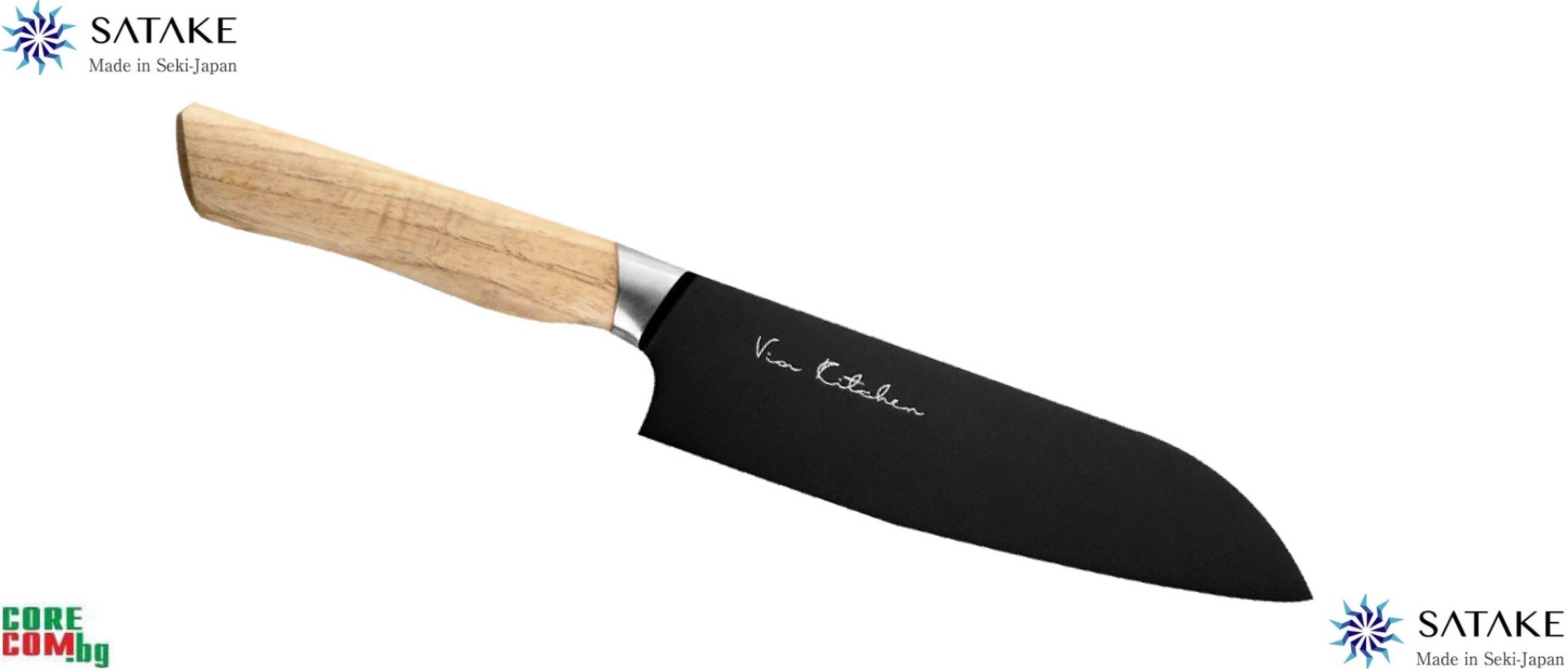 SATAKE "Black Ash" Japanese Santoku Knife 17.5 sm, Професионален кухненски нож, подходящ за обща кухненска употреба, размер на острието: 17.0 см., изработен е от неръждаема японска стомана: Хром-Молибден Ванадий, SATAKE Japanese Santoku Knife