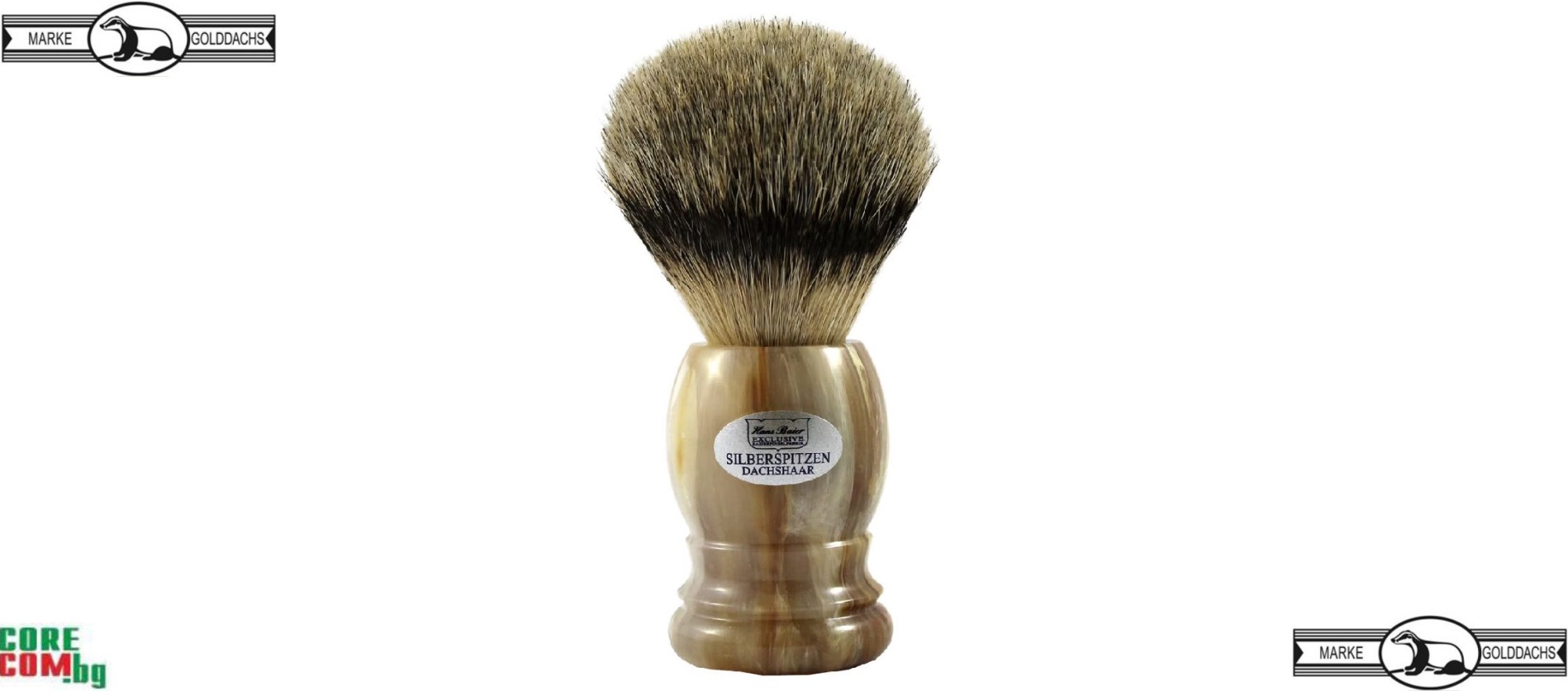 Golddachs Germany Shaving Brush, Луксозна четка за бръснене с естествен косъм от черен язовец, среден размер 10.5 см, Golddachs Germany Shaving Brush
