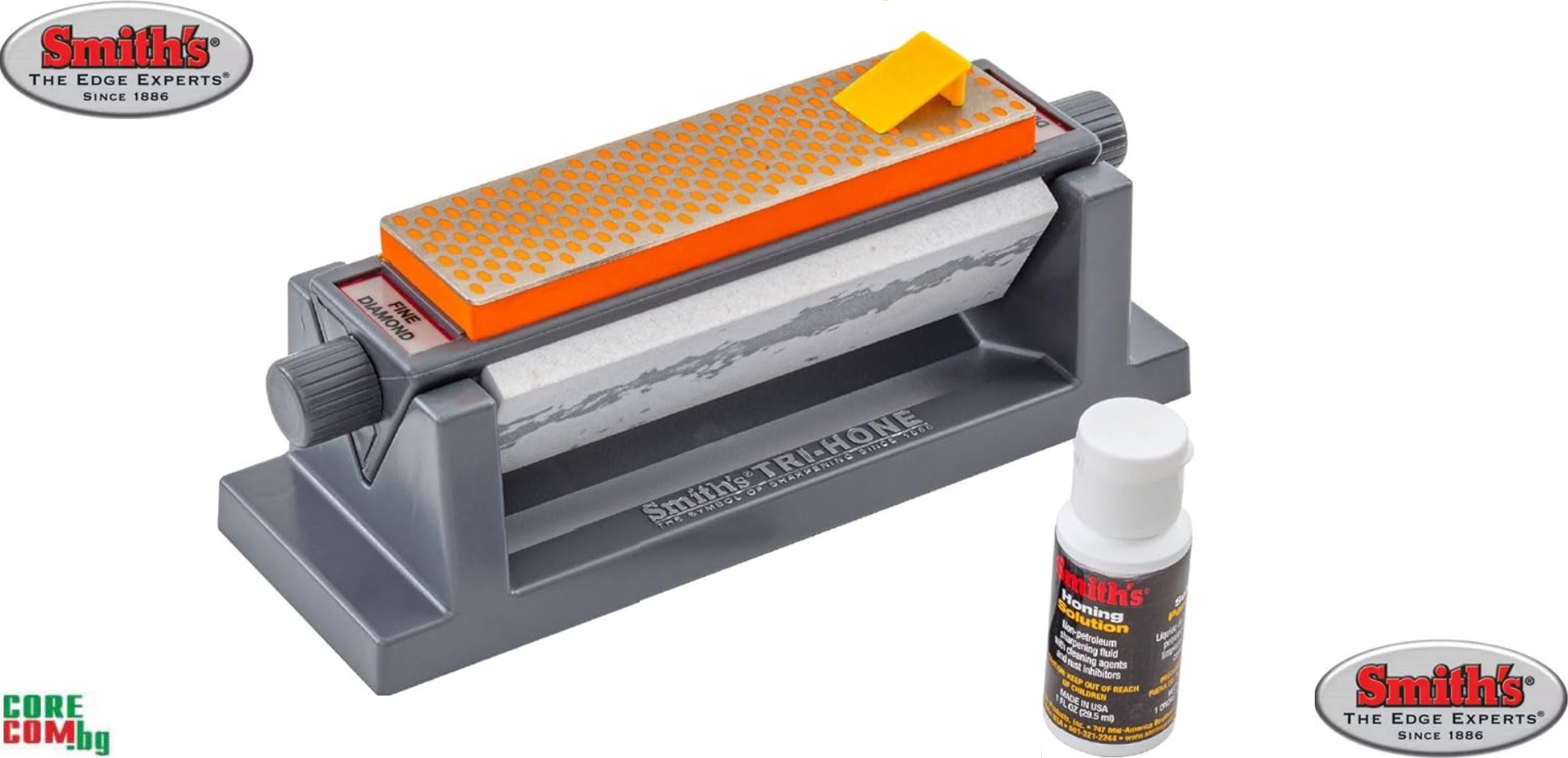 Smith's Diamond Tri-Hone Stone Sharpening System, Настолен комплект от три заточващи камъка с различен грит и предназначение, размер на камъните: Дължина: 15 см., Широчина: 4 см., Смитс Сащ, Безплатна доставка в България!