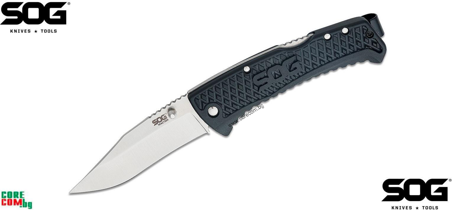 SOG Traction Folding Knife, Висококачествен туристически нож със сгъваемо острие, изработен от неръждаема стомана "5Cr13MoV", подходящ за къмпинг и туризъм, размер на острието: 8.5см., SOG Traction