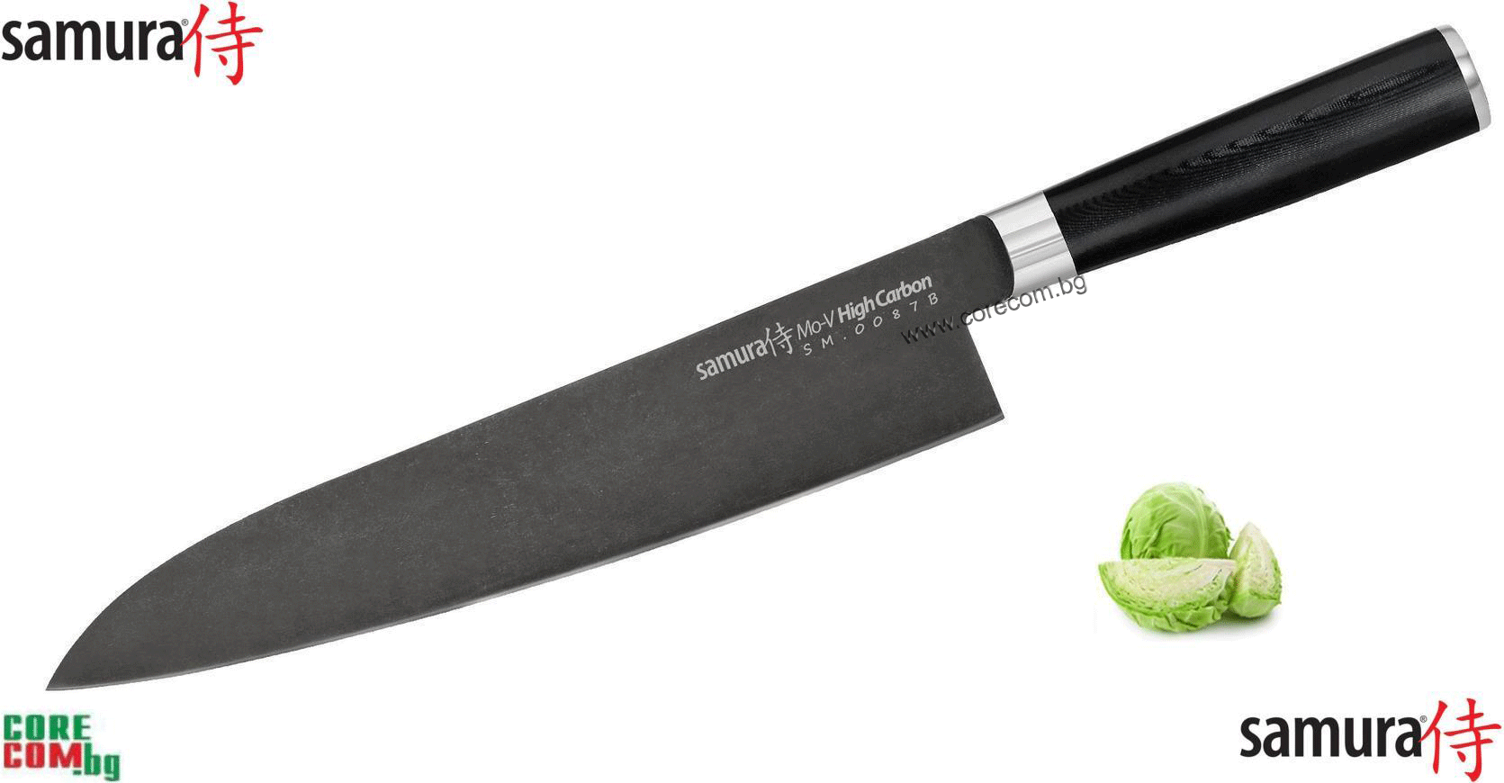 Samura MO-V STONEWASH Grand Chef's knife, Професионален готварски нож за "накълцване" или обща употреба в кухнята, изработен от горещо-кована стомана AUS-8, размер на острието: 24.0 см, Самура Япония, Безплатна доставка в България!