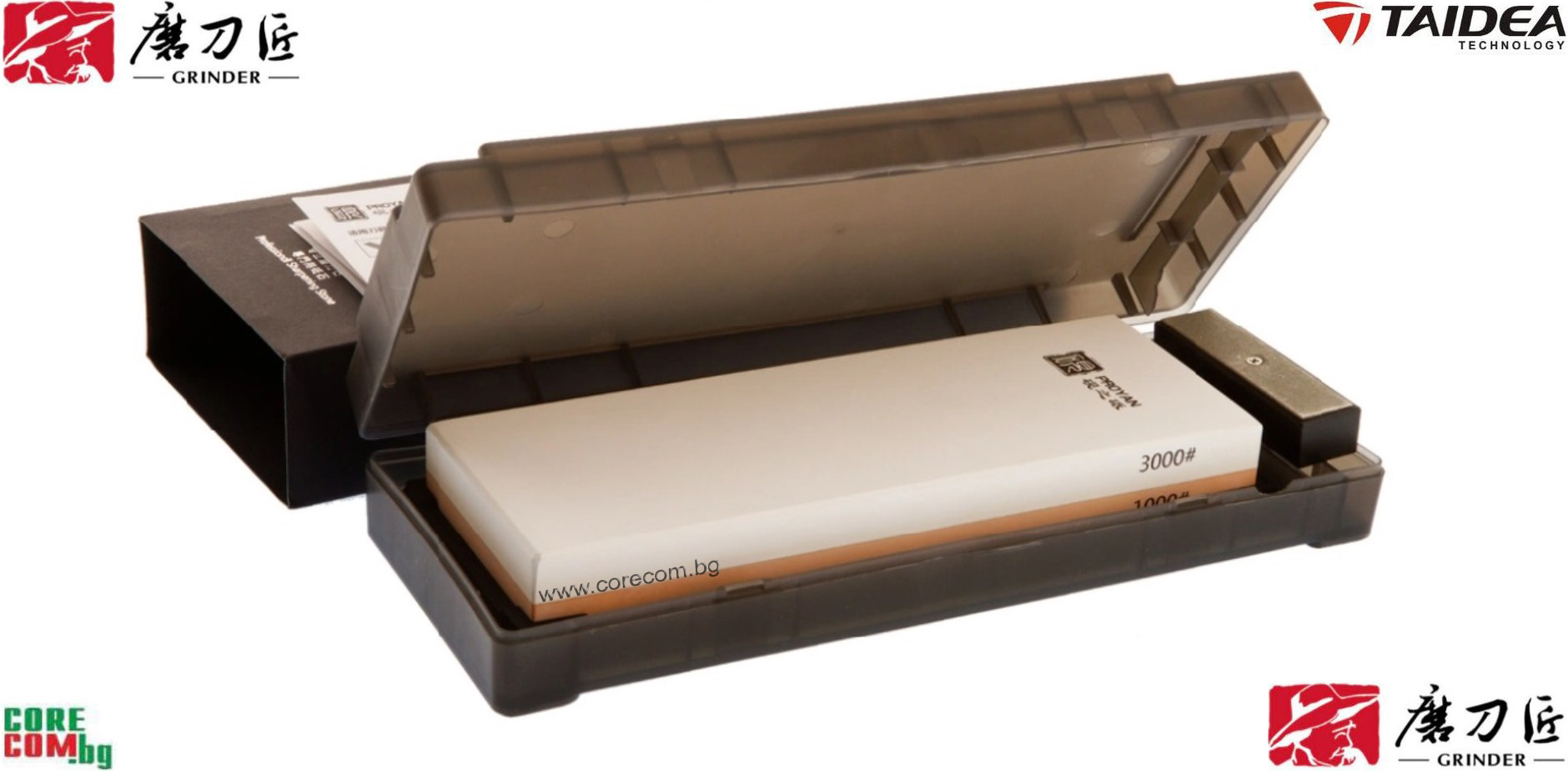 TAIDEA Premium Sharpening Stone Kit 1000/3000, Професионален камък за заточване на ножове и други режещи инструменти - БЕЗ НАКИСВАНЕ, камъкът е подходящ за основно и финно заточване, Грит 1000/3000, размер: 20,0 x 7.0 x 2.4 см, TAIDEA WhetSTONE