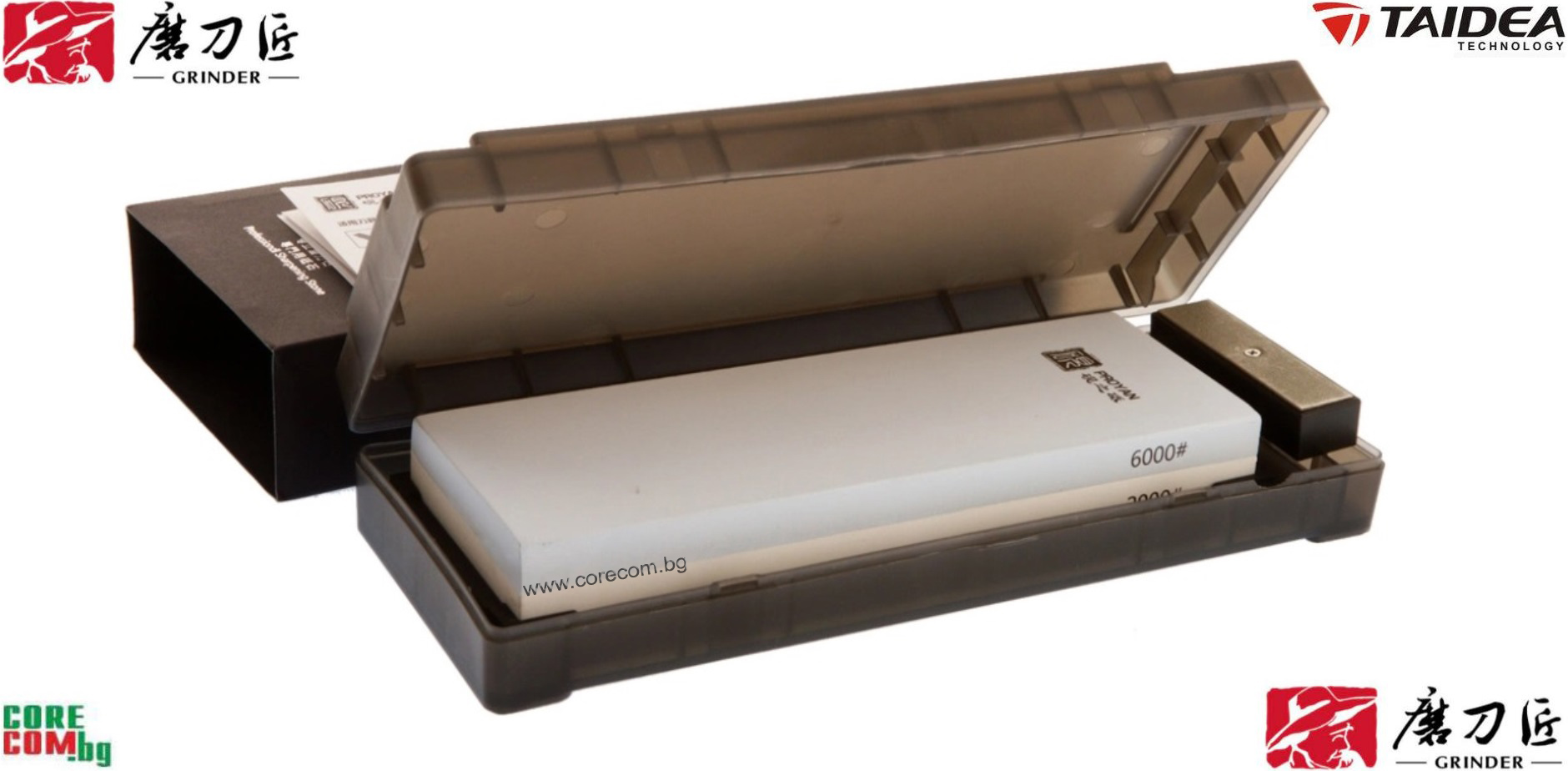 TAIDEA Premium Sharpening Stone Kit 2000/6000, Професионален камък за заточване на ножове и други режещи инструменти - БЕЗ НАКИСВАНЕ, камъкът е подходящ за основно и финно заточване, Грит 2000/6000, размер: 20,0 x 7.0 x 2.4 см, TAIDEA WhetSTONE