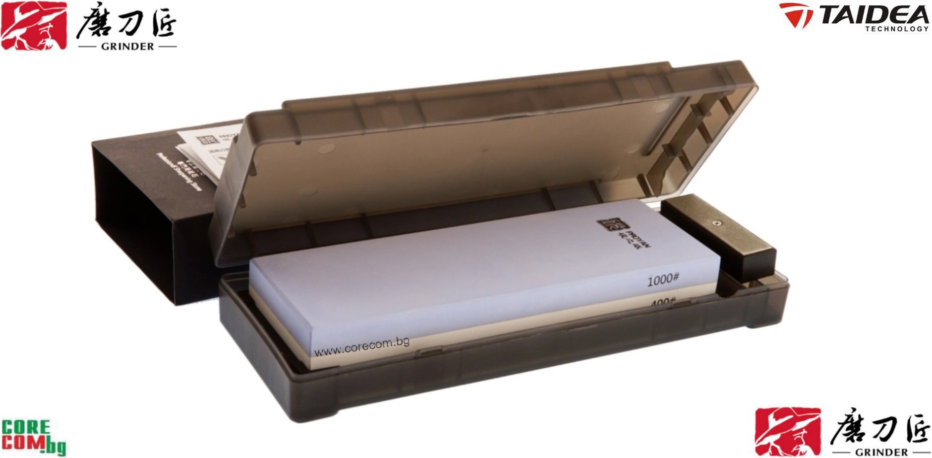 TAIDEA Premium Sharpening Stone Kit 400/1000, Професионален камък за заточване на ножове и други режещи инструменти - БЕЗ НАКИСВАНЕ, камъкът е подходящ за основно и финно заточване, Грит 400/1000, размер: 20,0 x 7.0 x 2.4 см, TAIDEA WhetSTONE