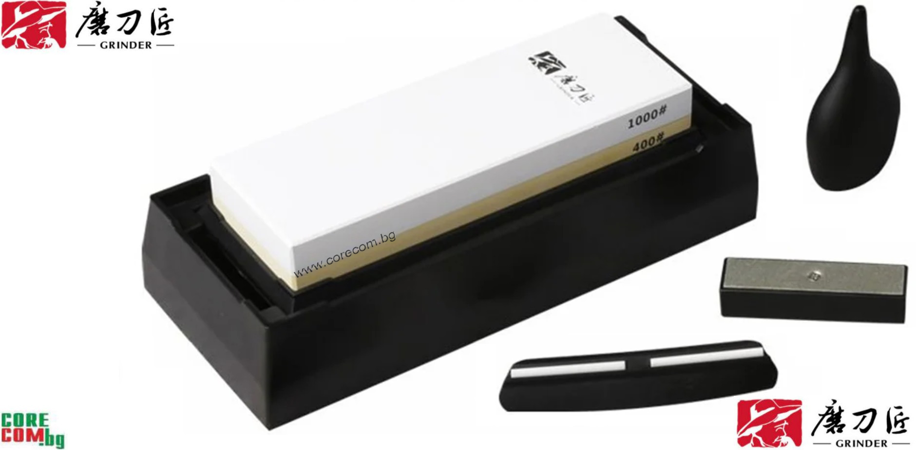 TAIDEA Sharpening Stone Kit 400/1000, Воден камък на керамична основа, подходящ за основно и финно заточване на всички видове ножове и режещи инструменти: Грит 400/1000, размер: 18,0 x 6.0 x 2.8 см, TAIDEA WhetSTONE