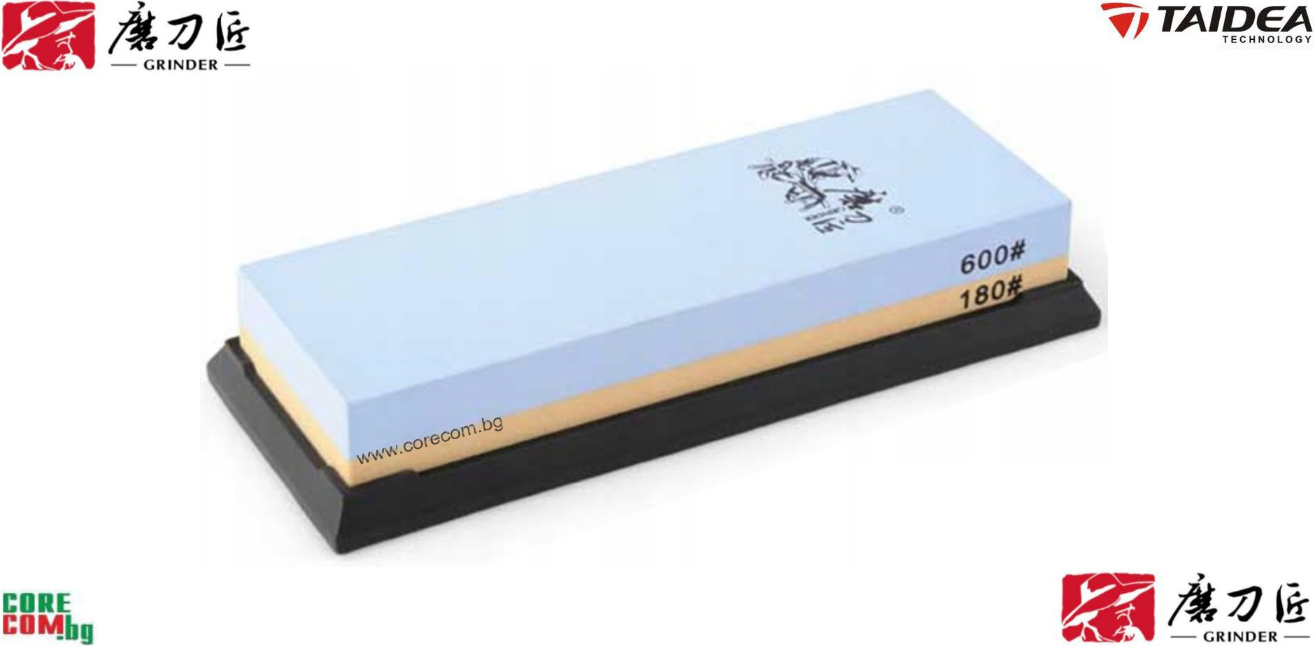 TAIDEA Sharpening Stone Kit 180/600, Воден камък на керамична основа, подходящ за основно и финно заточване на всички видове ножове и режещи инструменти: Грит 180/600, размер: 18,0 x 6.0 x 2.8 см, TAIDEA WhetSTONE