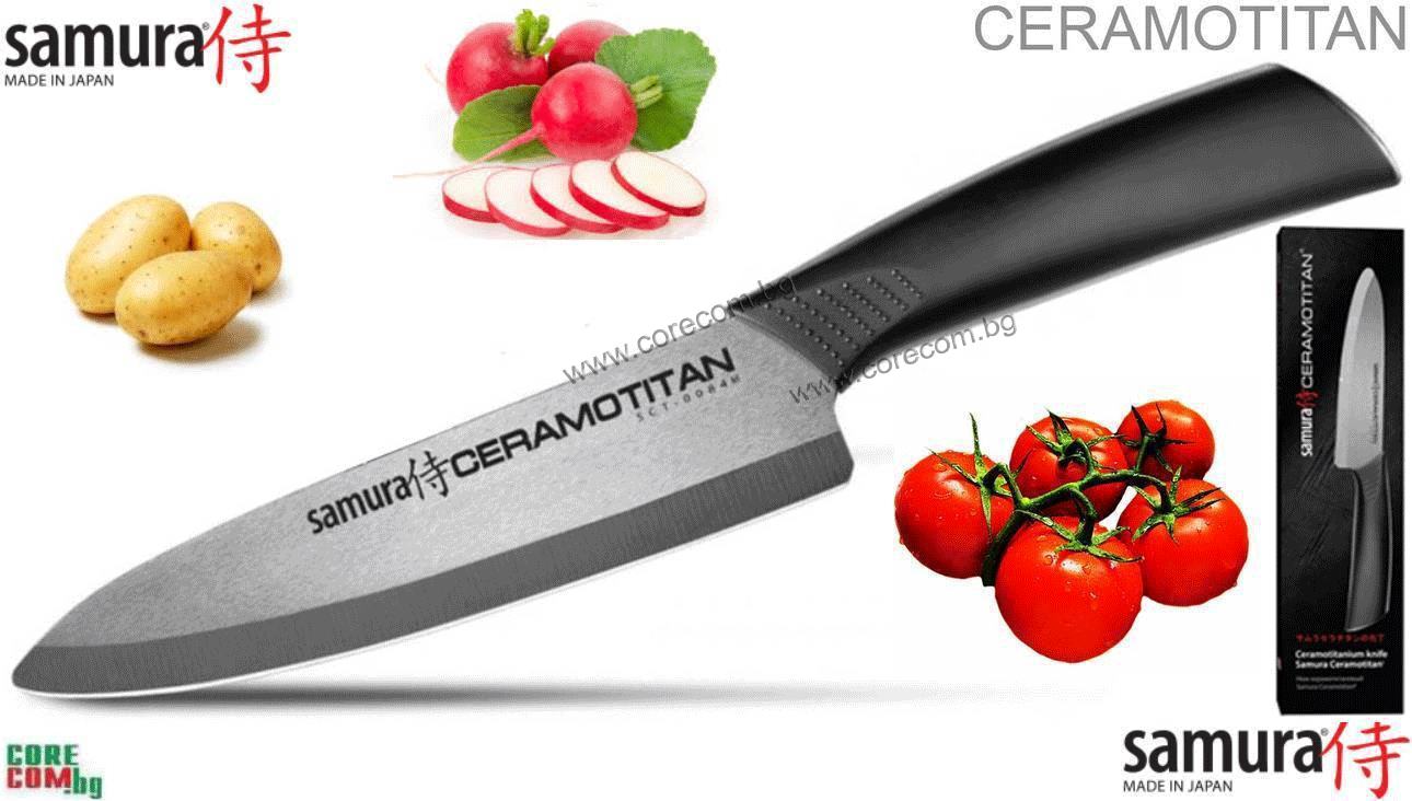 Samura Chef's knife 17.5 cm "Ceramotitan" Ceramic Titanium, Универсален кухненски нож, изработен от Циркониева керамика, специална технология - не се заточва, размер на острието: 17.5, Самура Ceramotitan Япония