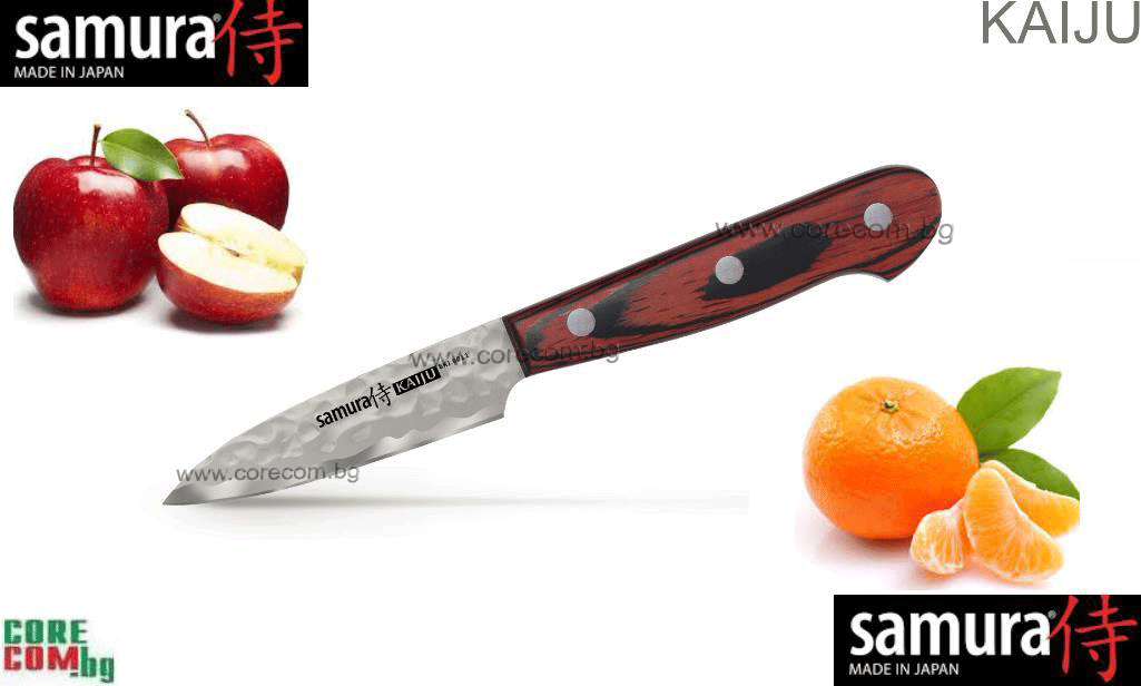 Samura Kaiju Utility Knife 8cm AUS 8 Hammered 8 sm, Професионален нож за плодове и зеленчуци, изработен от кована Японска стомана AUS 8, размер на острието: 8 см, Самура Япония