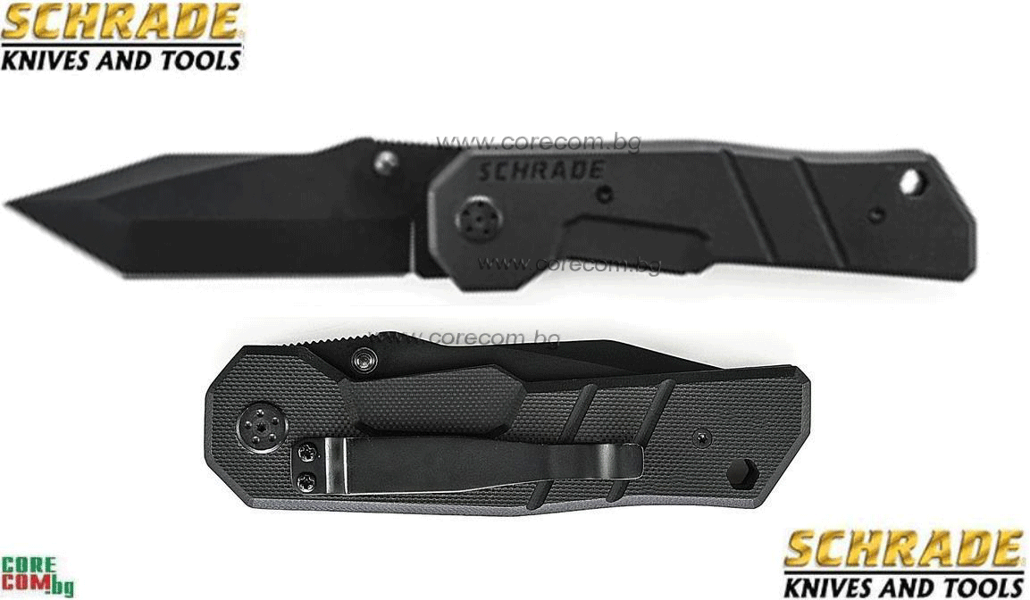 Schrade 103 G10 Folding Knife, Black Tanto Plain Blade, Тактически сгъваем нож, размер на острието: 9.5 см. Smith & Wesson Knife / Schrade Tactical Drop Point Folding Knife 103 G10
