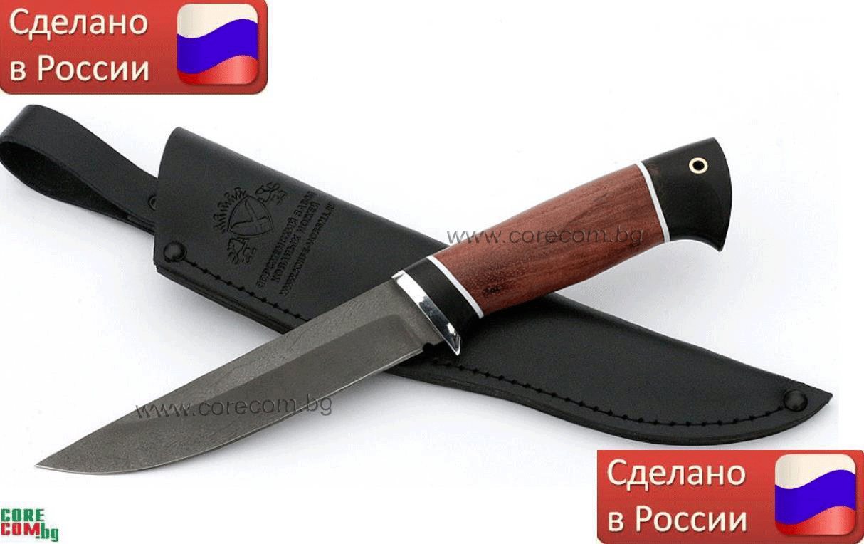 Russian hunting knives "Triton2", Класически ловен или туристически нож, изработен от Дамаска стомана: HRC 62, подходящ за дране, размер на острието: 14 см., Русия "Тритон 2", Безплатна доставка в България!