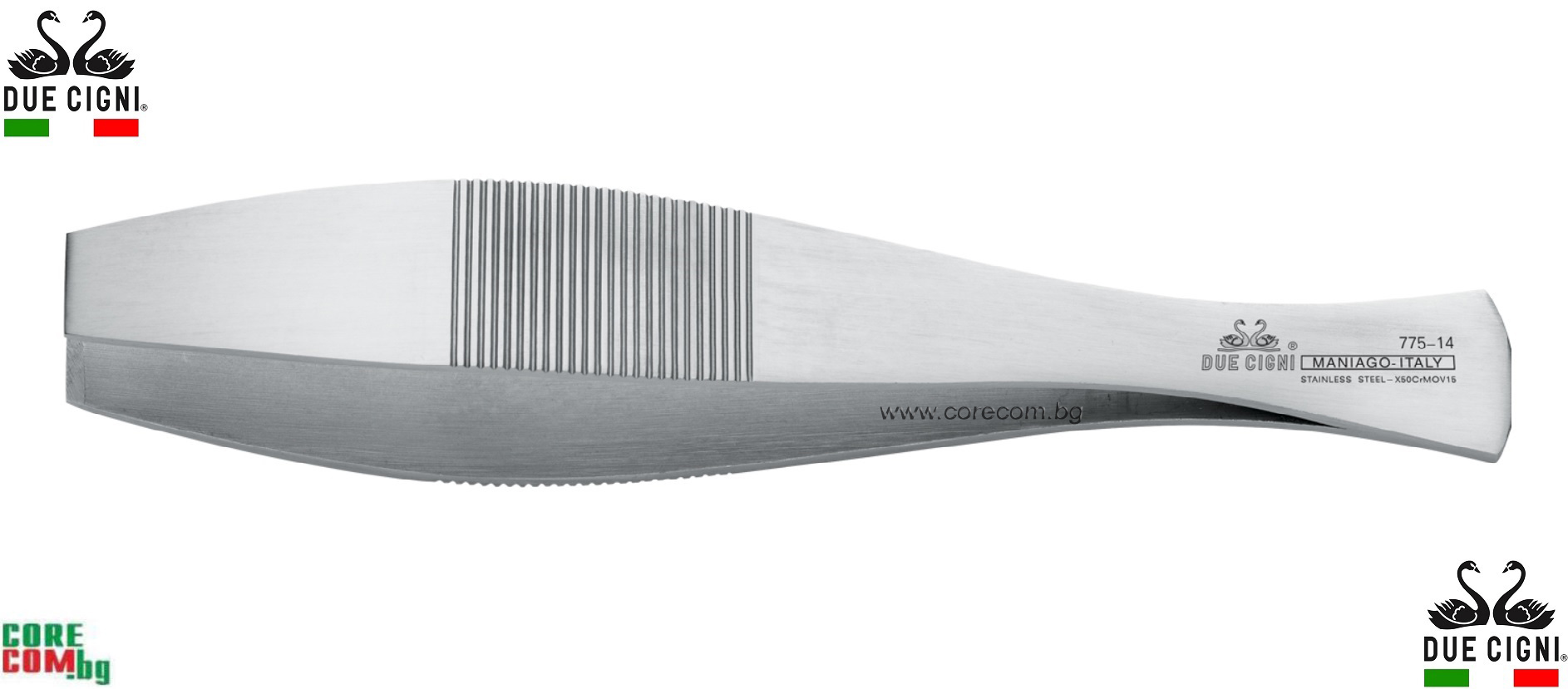 DUE CIGNI ITALY Professional Fish Bone Tweezers 13.0 sm., Професионална пинсета за финни кости, пинсетата е изработена от неръждаема стомана и е подходяща за стерилизация, размер: 13.0 см., DUE CIGNI Италия